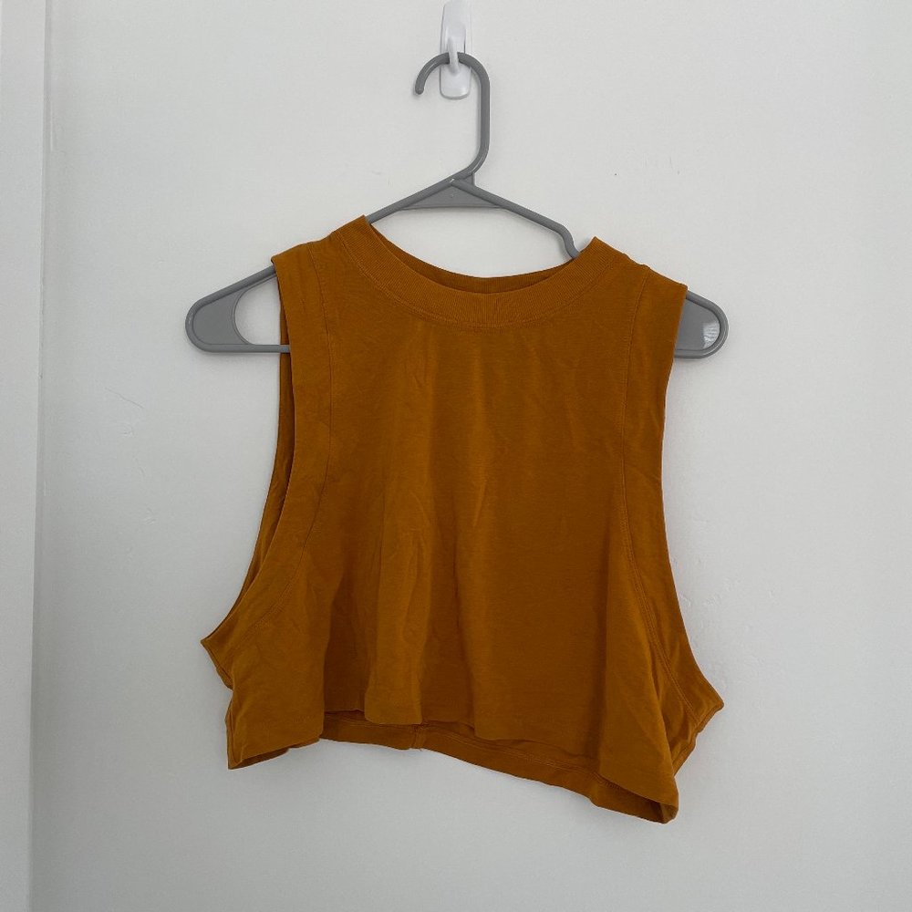 Lululemon All Yours Cropped Workout Top in Dark Yellow/Orange